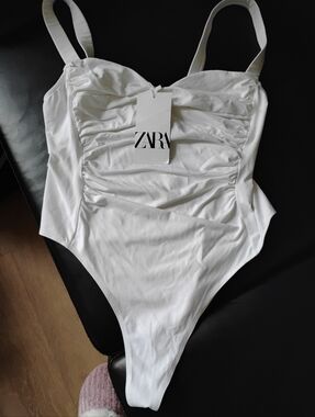 Zara                              One-Piece Swimsuit with Slim Straps